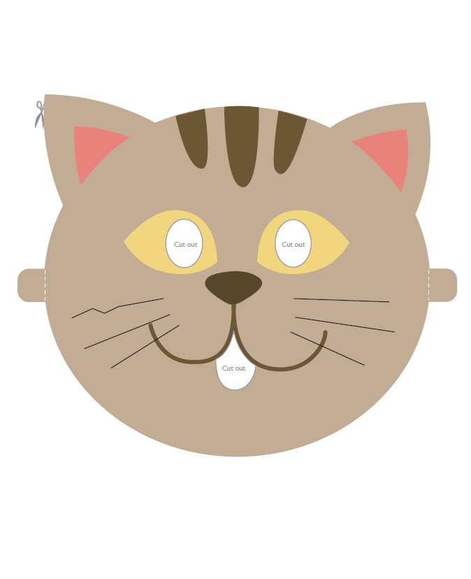 Çocuklar İçin  Kedi Hazır Maske Şablonları 